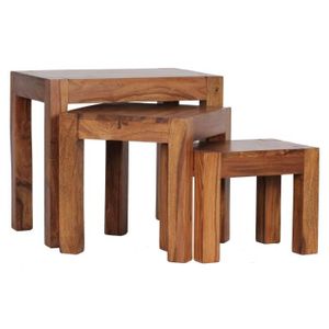 TABLE GIGOGNE Ensemble de 3 tables gigognes en bois de sheesham 
