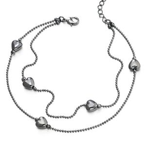 COOLSTEELANDBEYOND Acier Inoxydable Femme Filles Cha/îne Maillons Bracelets de Cheville avec Perle et Ouvert Coeur R/églable