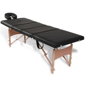 TABLE DE MASSAGE - TABLE DE SOIN Table de massage pliable Noir 4 zones avec cadre en bois Dilwe7793391879067