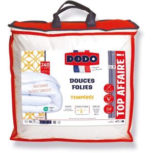 COUETTE DODO Couette tempérée 300gr/m - 220x240 cm - Douces Folies - 100% polyester VOLUPT AIR fibre creuse siliconée - 2 personnes - Blanc
