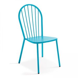 FAUTEUIL JARDIN  Chaise de jardin bistrot en métal bleu OVIALA - Ho