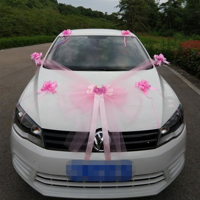 Decoration voiture mariage ton rose - Cdiscount