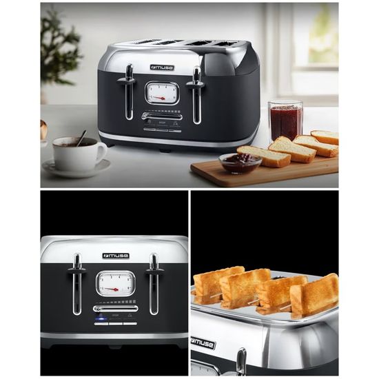 Grille-pain Rétro Swan 2 Tranches – Vert, Fentes Larges, 800W, 6 Niveaux De Cuisson