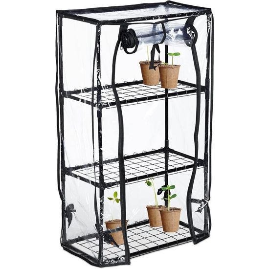 Serre de Balcon, bâche en PVC, 3 étagères, H x L x P : env. 128 x 60 x Serre de Balcon, bâche en PVC, 3 étagères, H x L x P : env. 128 x 60 x