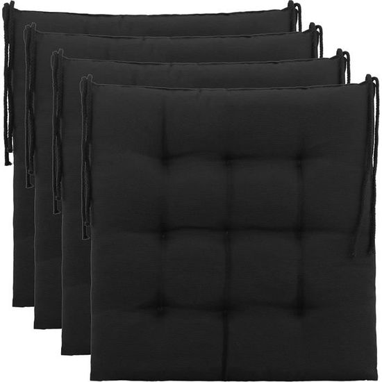 Lot De 4 Coussins De Chaise De Jardin – 120x48x7 Cm, Bleu Marine, Liens D'attache, Résistants Aux Intempéries