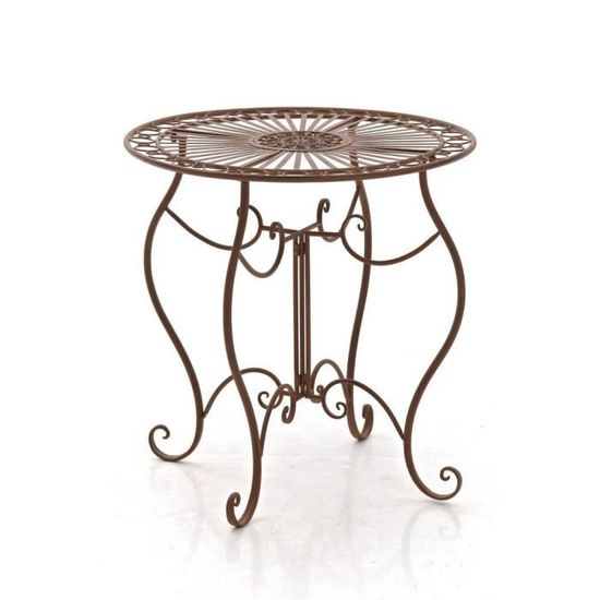 CLP Table de jardin ronde en fer forgé INDRA, faite à la main dans un style nostalgique, diamètre Ø 70 cm, 6 couleurs au choix72 ...