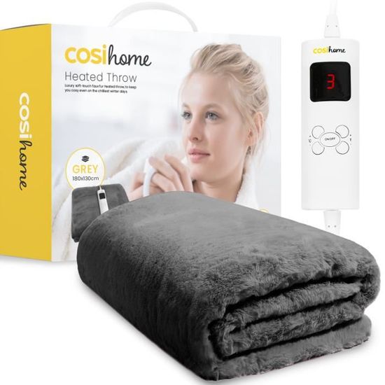 Cosi Home Couverture Chauffante Electrique Luxe en Fausse Fourrure 180