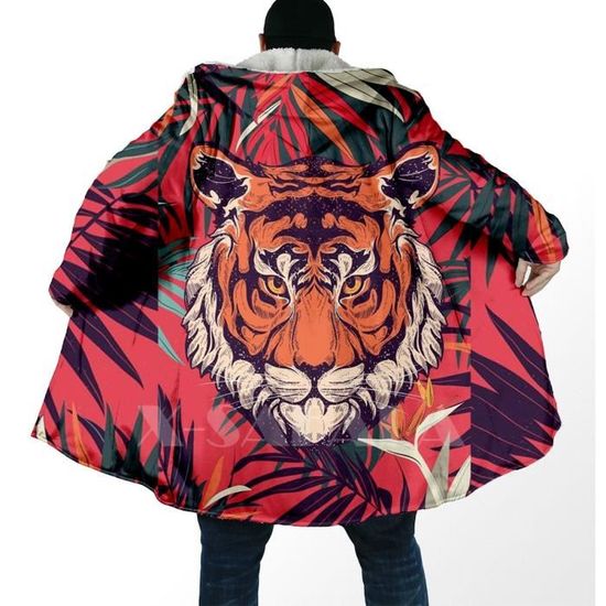 Cardigan à Capuche Homme Imprimé Mythologie Nordique - Style Motard Médiéval Mi-long