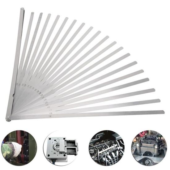 Jauge D'épaisseur En Acier - 8 Lames Métriques, 0.35mm à 2.7mm, Pour Mesure Jeu Soupapes, Réglage Guitare