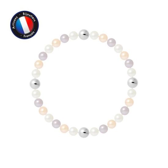 Bracelet Perles Keshi Pour Femme - Perles D'eau Douce Blanc, Gris, Noir, Rose - Acier Inox Plaqué Or Ou Argent, Réglable 16-19 Cm