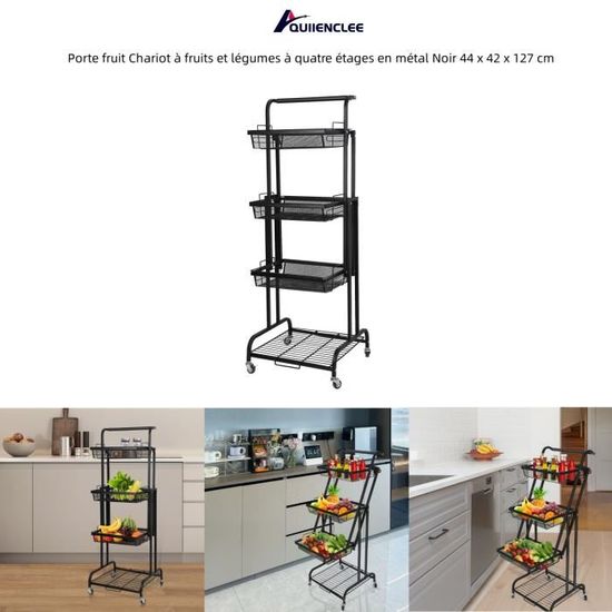 gihusrzx Panier à fruits et légumes à 5 niveaux pour cuisine avec couvercle supérieur en métal, chariot de rangement rotatif pour pommes de terre, banane, étagère métallique, panier de rangement sur gihusrzx Panier à fruits et légumes à 5 niveaux pour cuisine avec couvercle supérieur en métal, chariot de rangement rotatif pour pommes de terre, banane, étagère métallique, panier de rangement sur