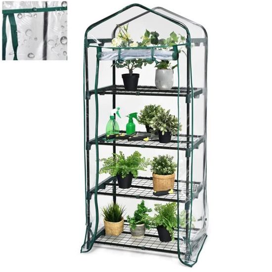 RELAX4LIFE Serre de Jardin en PVC avec Étagère en Maille de Fer et Bâche pour Serre Transparent - Jardin RELAX4LIFE Serre de Jardin en PVC avec Étagère en Maille de Fer et Bâche pour Serre Transparent - Jardin