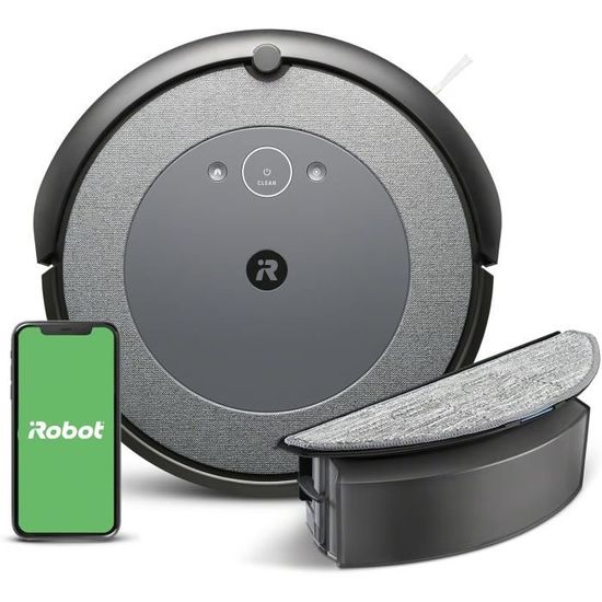 Robot Aspirateur Laveur IRobot Roomba Combo J5 - WiFi, Cartographie Intelligente, Évite Les Objets Et Crottes