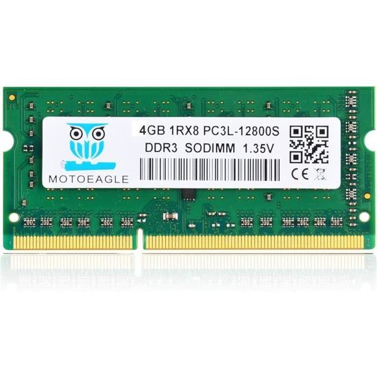 Kit RAM 8 Go (2x4 Go) DDR3L 1600 MHz Pour PC Portable - SODIMM 204 Broches - Occasion Fonctionnel