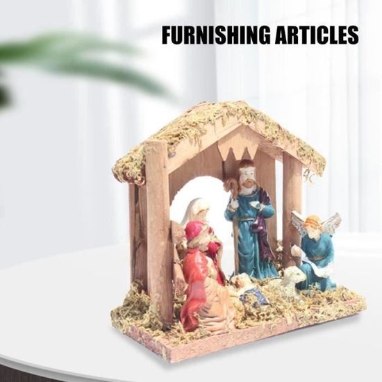 Crèche De Noël En Bois Décorative - Scène De La Nativité - Décoration Salon Table - Cadeau De Noël
