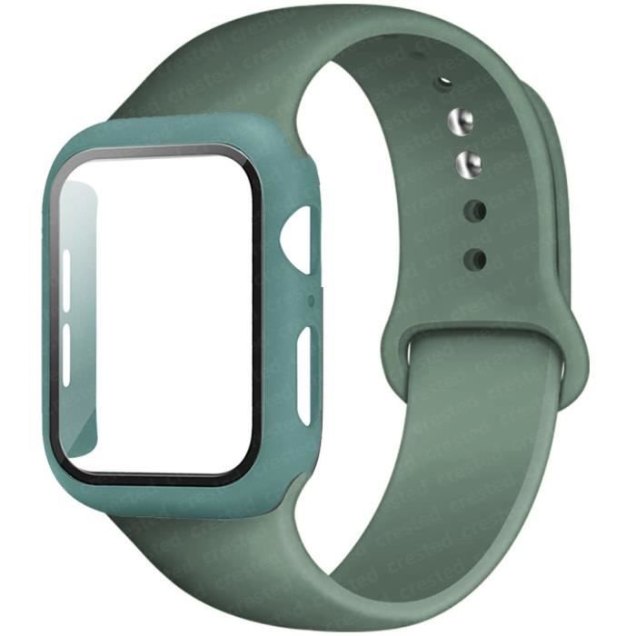 42mm series 321 - Green - Verre + Boitier + Bande Pour apple watch série 7 bande 10mm Silicone correa bracele
