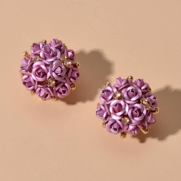 Clous D'oreilles Fleur En Strass Champagne_argent
