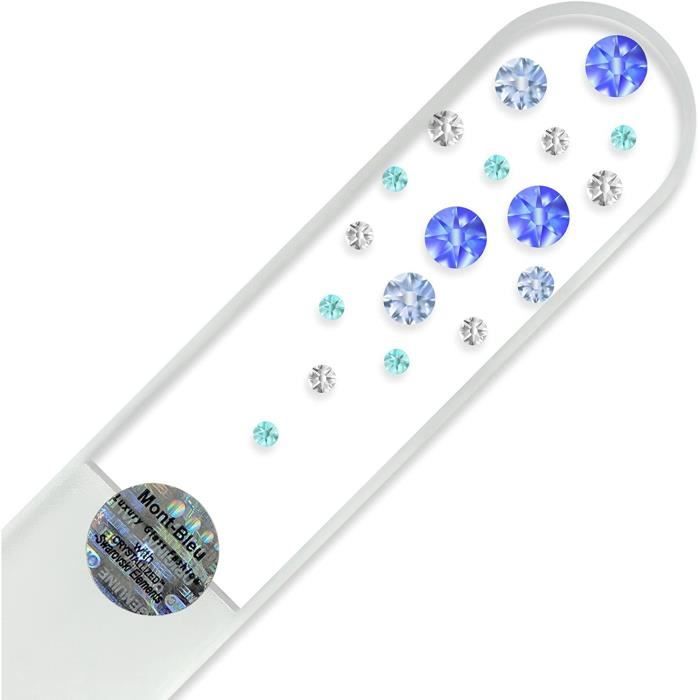 AJW-Grande lime à ongle en verre ornées à la main de cristaux de Swarovski Elements pochette en velours noir | Véritable verre[1083]