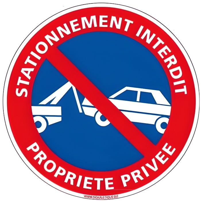Panneau Stationnement interdit Propriété privée diam 250 mm - disque PVC 1,5 mm - Adhesif au dos-Stationnement interdit Proprié...
