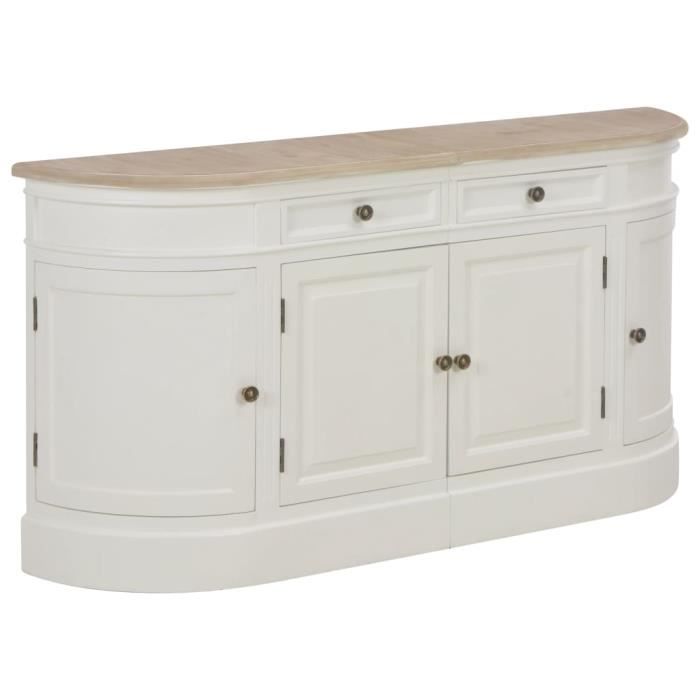 Buffet contemporain commode meuble bas rangementBlanc 134 x 30 x 68 cm Bois massif