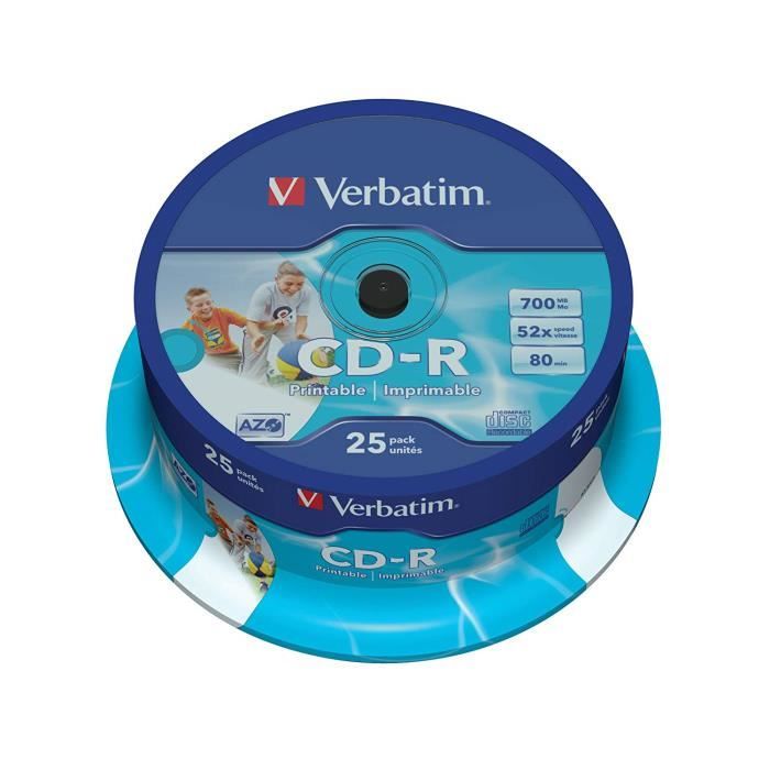 Verbatim Vb-crd19s2 PA – CD-RW Vierge (CD-R, 700 MB, 25 PC (s), 120 mm, 2.1 cm, 52 x)
