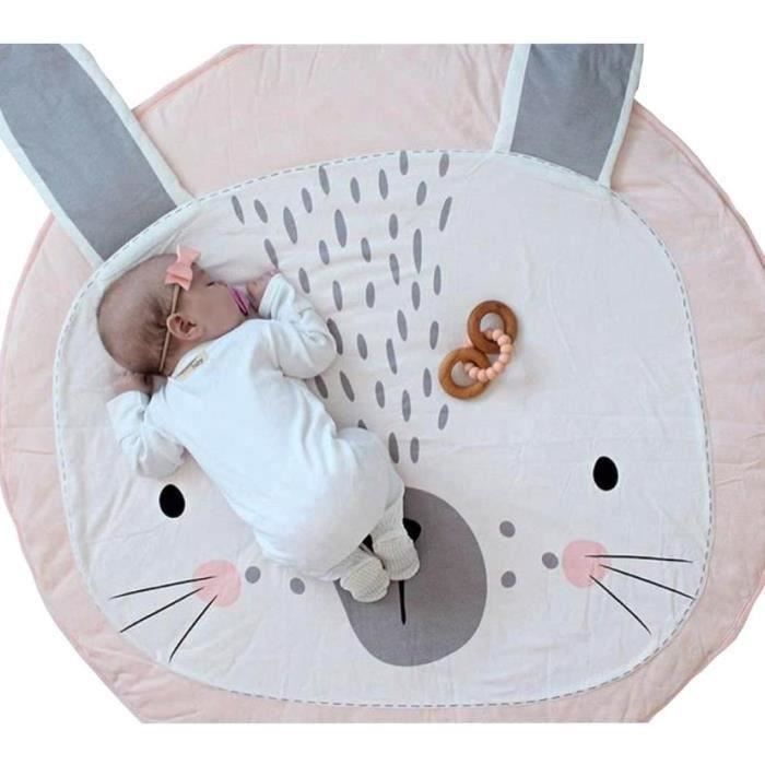 Tapis Ramper bébé Tapis de jeu Tapis Ramper de enfants Rond Animaux Moquette Enfant Tapis pour Fille Garçon 90x90cm