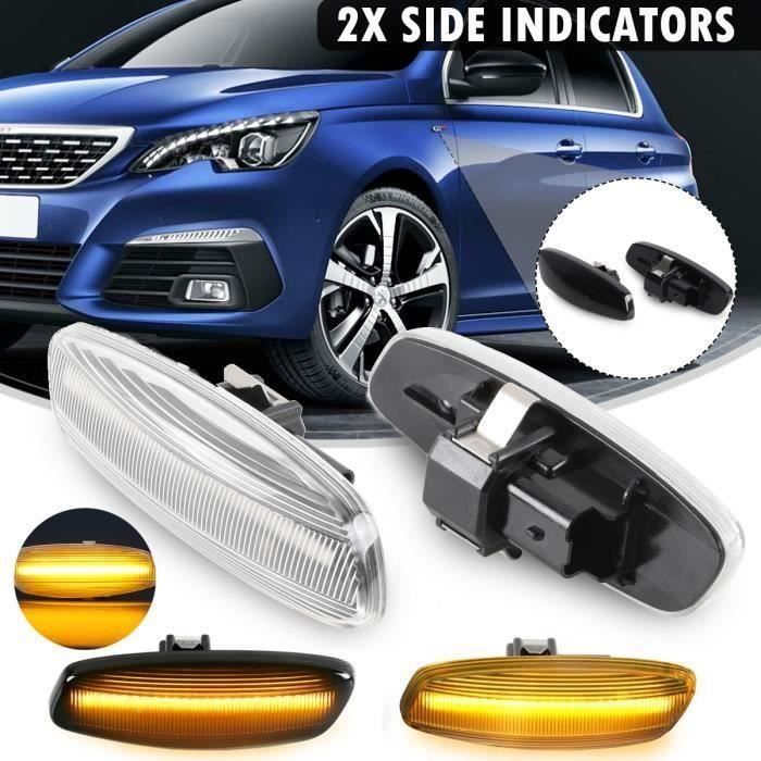 2x FEUX INDICATEURS LATÉRAUX RÉPÉTEURS LUMIÈRES POUR CITROEN C3 C4 C5 DS3 DS4 PEUGEOT 308 3008 207 5008 RCZ CLAIRE L35463