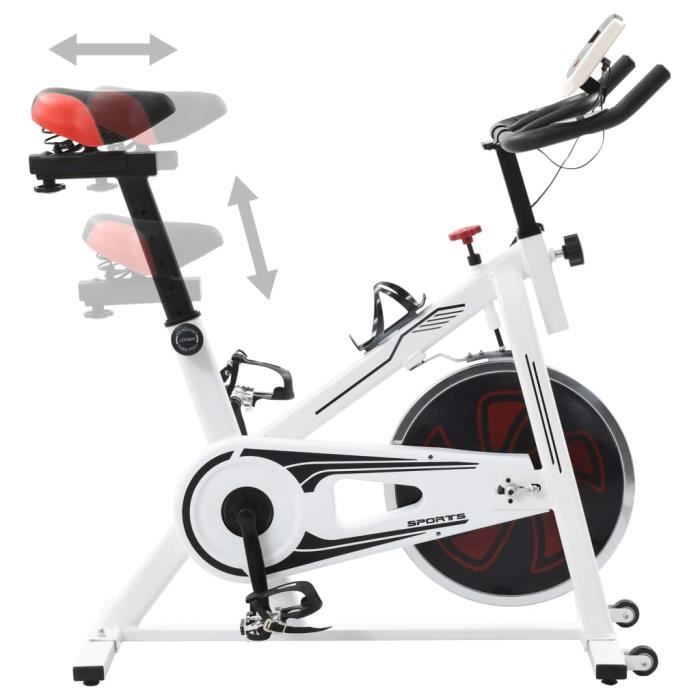 Super Vélo d'appartement - Vélo d'Exercice d'Intérieur Vélo Cardio - avec capteurs de pouls Blanc et rouge @617814