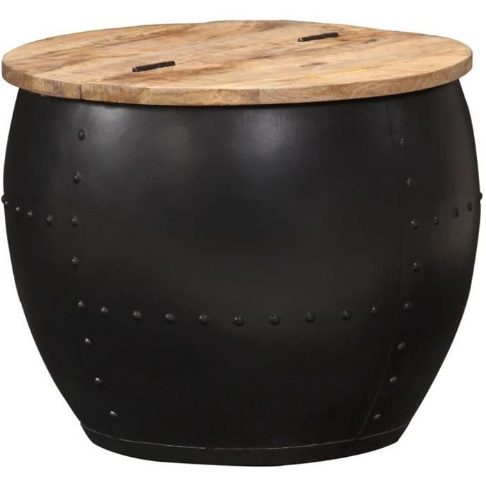 CHEZ©2262Luxueux MagnifiqueTable basse de Salon Table gigogne Vintage Décor - Table d'appoint Table de séjour ronde 53x43 cm Bois de