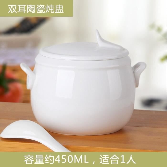 Marmites et soupières,Tasse à ragoût en porcelaine tasse à soupe japonaise bol à soupe en porcelaine Pot à ragoût - Type White stew