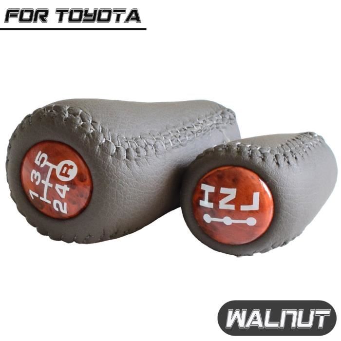Pièces Auto,Pommeau de levier de vitesse de voiture pour Toyota Land Cruiser Prado 120 2003 2009 bouton de levier - Type Walnut-Set