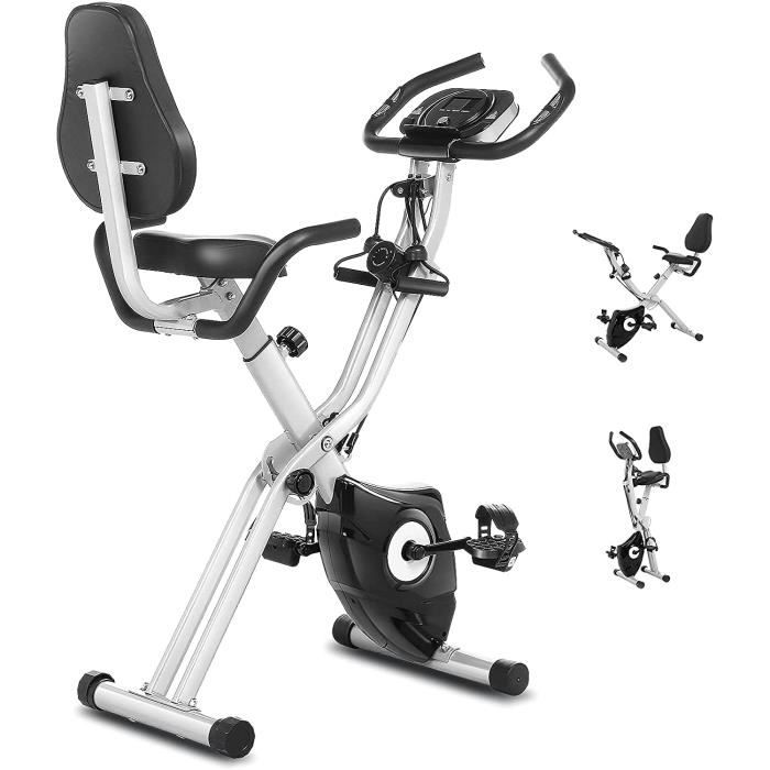 Vélo d'Appartement Pliable Connecté Cardio avec APP X-biking Écran LCD/10 Niveaux Résistance Magnétique Réglable Avec Dossier