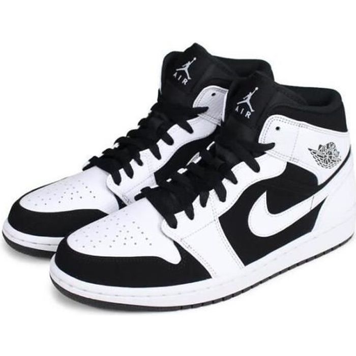 Nike Air Jordans 1 Mid Panda Chaussures de Basket Air Jordans One AJ1 Pas Cher pour Homme Femme Noir et Blanc