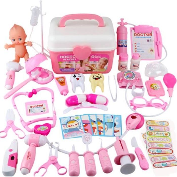 44 kit de Médecin Jouets Déguisement de Docteur Rôle Jouets du Docteur Imitation avec Mallette Medecin Outils Médical pour Enfant Fi