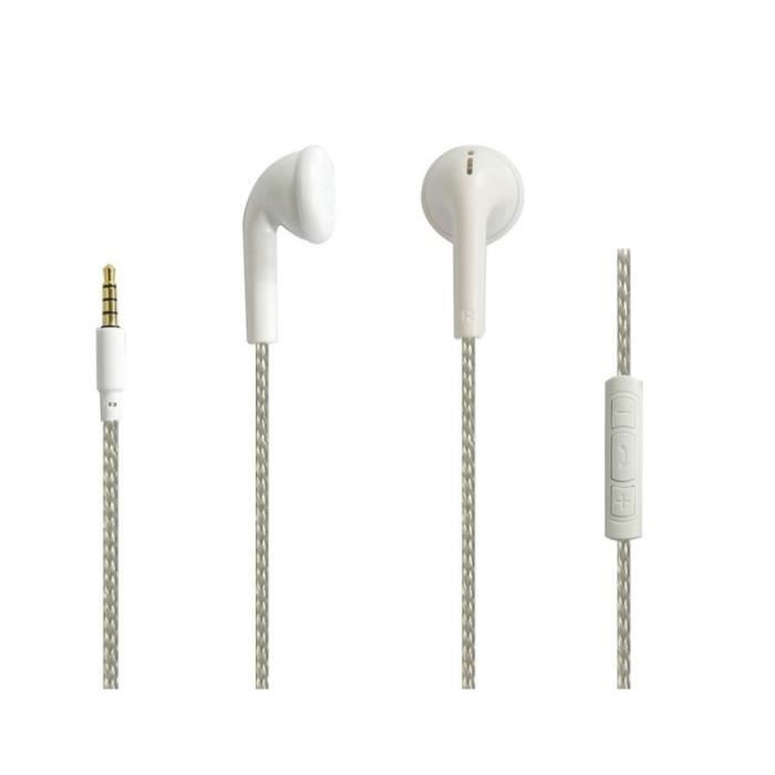 WE Ecouteurs avec microphone - Câble nylon - 1.20 m - Argent