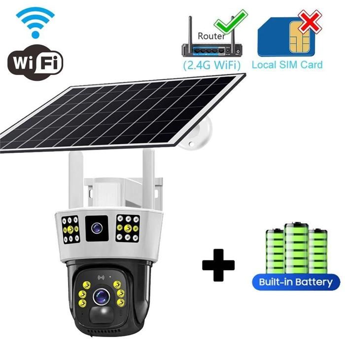 PRUMYA Caméra de Surveillance WiFi Extérieure, Surveillance de Sécurité 3Mp Zoom Double Objectif 1080P, Vision Nocturne Couleur IP66