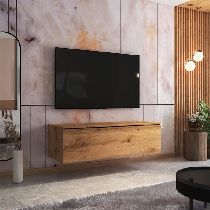 Meuble TV - SKYLARA - 140 cm - chêne wotan - style moderne