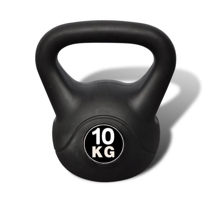Kettlebell Girevoy haltère de 10 kg en ciment et plastique 21 x 21 x 30 cm NOIR
