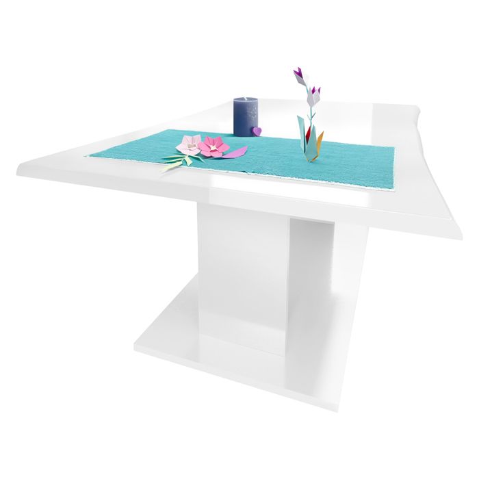 table de salon table basse melo en blanc haute brillance avec plateau de dessus en blanc haute brillance 102 x 40 x 67,5 cm