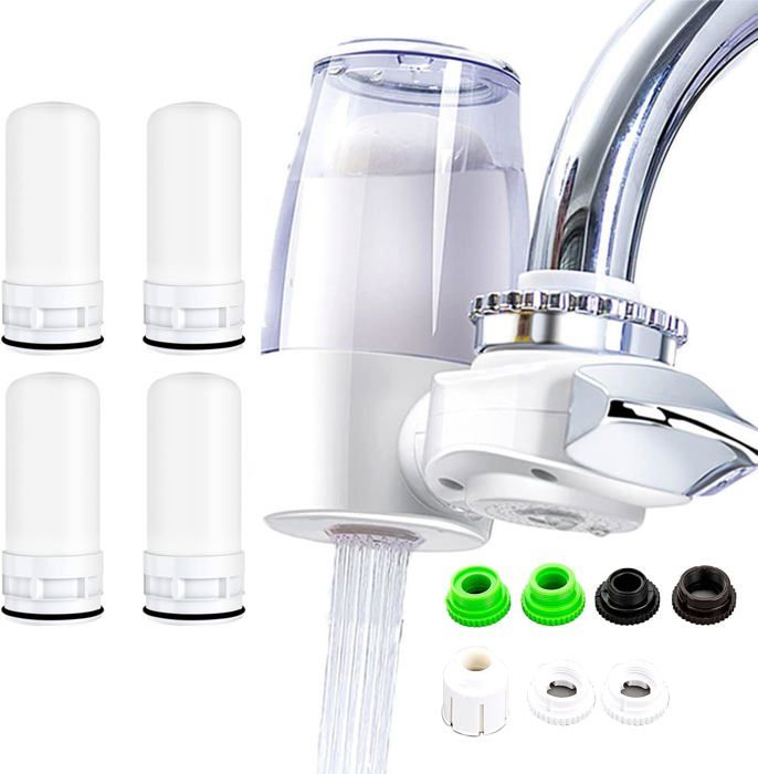 Filtre Eau Robinet Anti Calcaire Avec 10 Cartouches - Purificateur Cuisine Et Salle De Bain