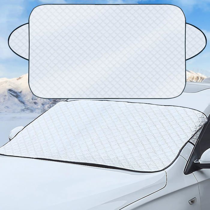 Protège-parbrise Hiver 4 Couches - 145x94 Cm (57x37") - Anti-gel, Neige, UV - PEVA - Pour Voiture, SUV, Camionnette