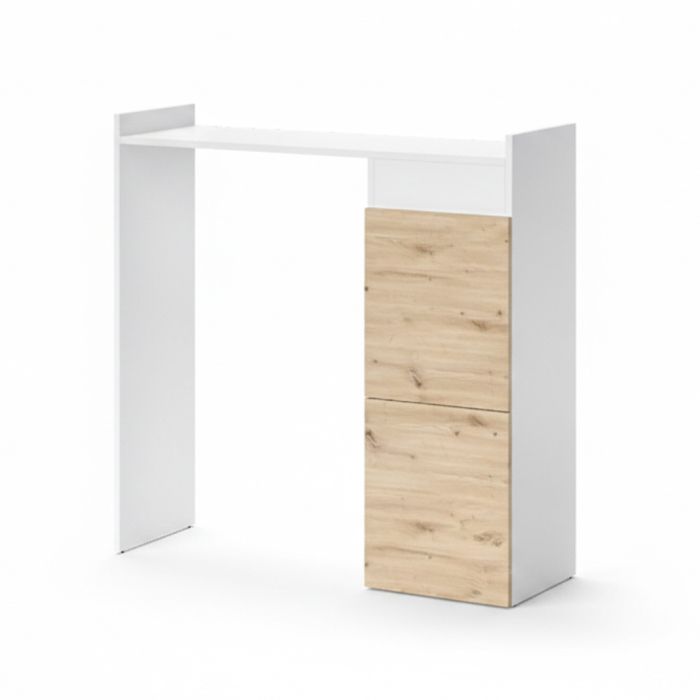 Armoire Pour Lave-linge Viktor Blanc/Artisan - 68x88.2x60 Cm, Panneaux Mélaminés, Rangement Salle De Bain Ou Buanderie