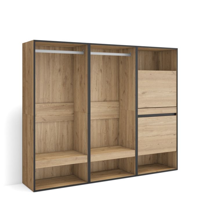 Armoire Vestiaire ouvert 180x35x145 cm Chambre à coucher pièce Meuble à Chaussures Chêne RF3496 Armoire Vestiaire ouvert 180x35x145 cm Chambre à coucher pièce Meuble à Chaussures Chêne RF3496
