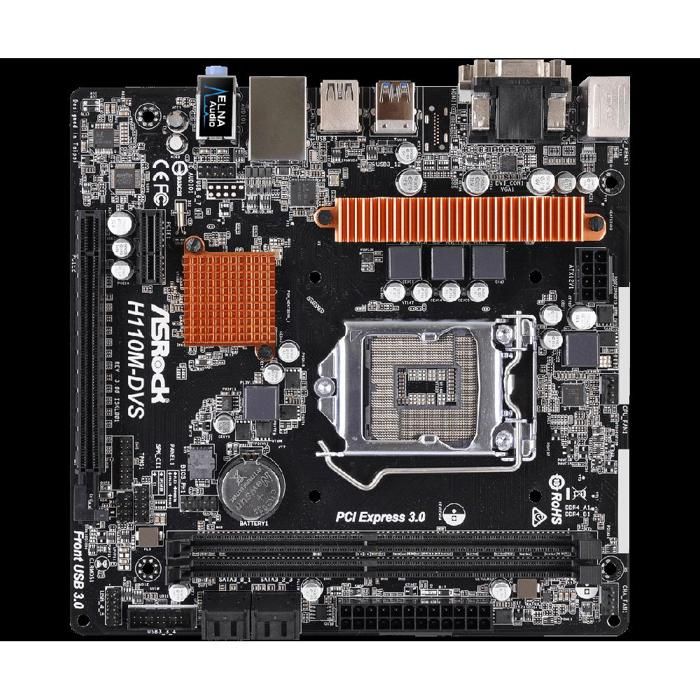 Carte mère ASRock H110M-DVS R3.0 Intel H110 LGA 1151 2xDDR4 32GB Micro ATX - Asrock