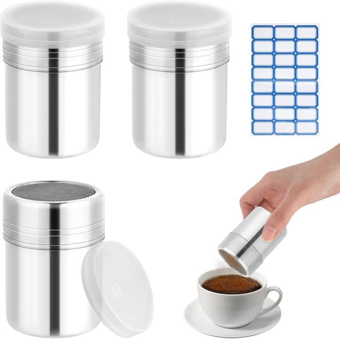 2 Sucriers Saupoudreuse Inox Pour Sucre Glace, Cacao & Épices - Couvercle Rotatif