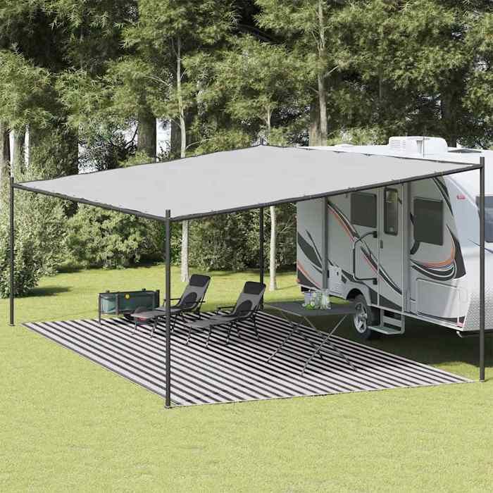 vidaXL Tapis de tente anthracite et blanc 400x700 cm PEHD 310834