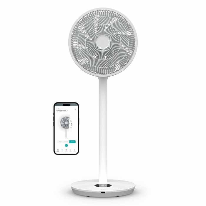 Duux Whisper Flex 2 – Ventilateur intelligent 13 dB mode nuit minuterie 2W éco 54–92 cm app & télécommande – Blanc - Duux