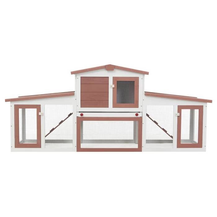 Comparer les prix de Bon plan Clapier Lapins Petit enclos - JILI HOT - Clapier large dextérieur - Marron et blanc 204x45x85cm Bois - Pour Jardin
