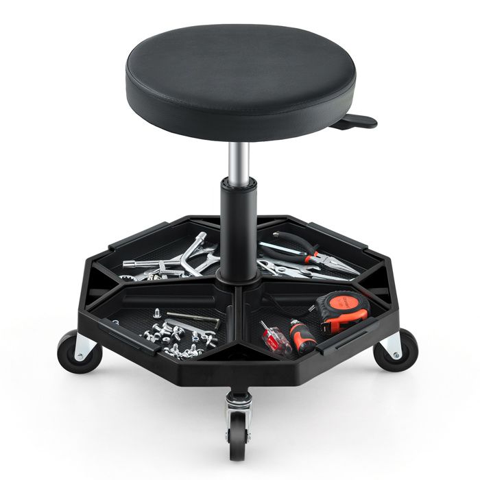 Chariot à Outils Roulant - 4 Compartiments + 4 Roulettes 360° - Léger (2kg) Et Portatif - Pour Garage, Atelier - Charge 13.5kg