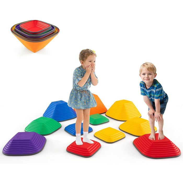 Pierres D'équilibre Pour Enfants - 11 Pièces Multicolores, Antidérapantes, Pour Parcours Motricité Intérieur/extérieur - 13